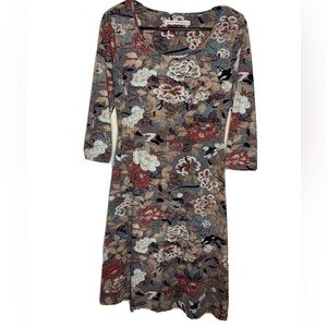 Peruvian Connection XS Cotton Printed A Line Shirt Dress 1/2 Sleeve